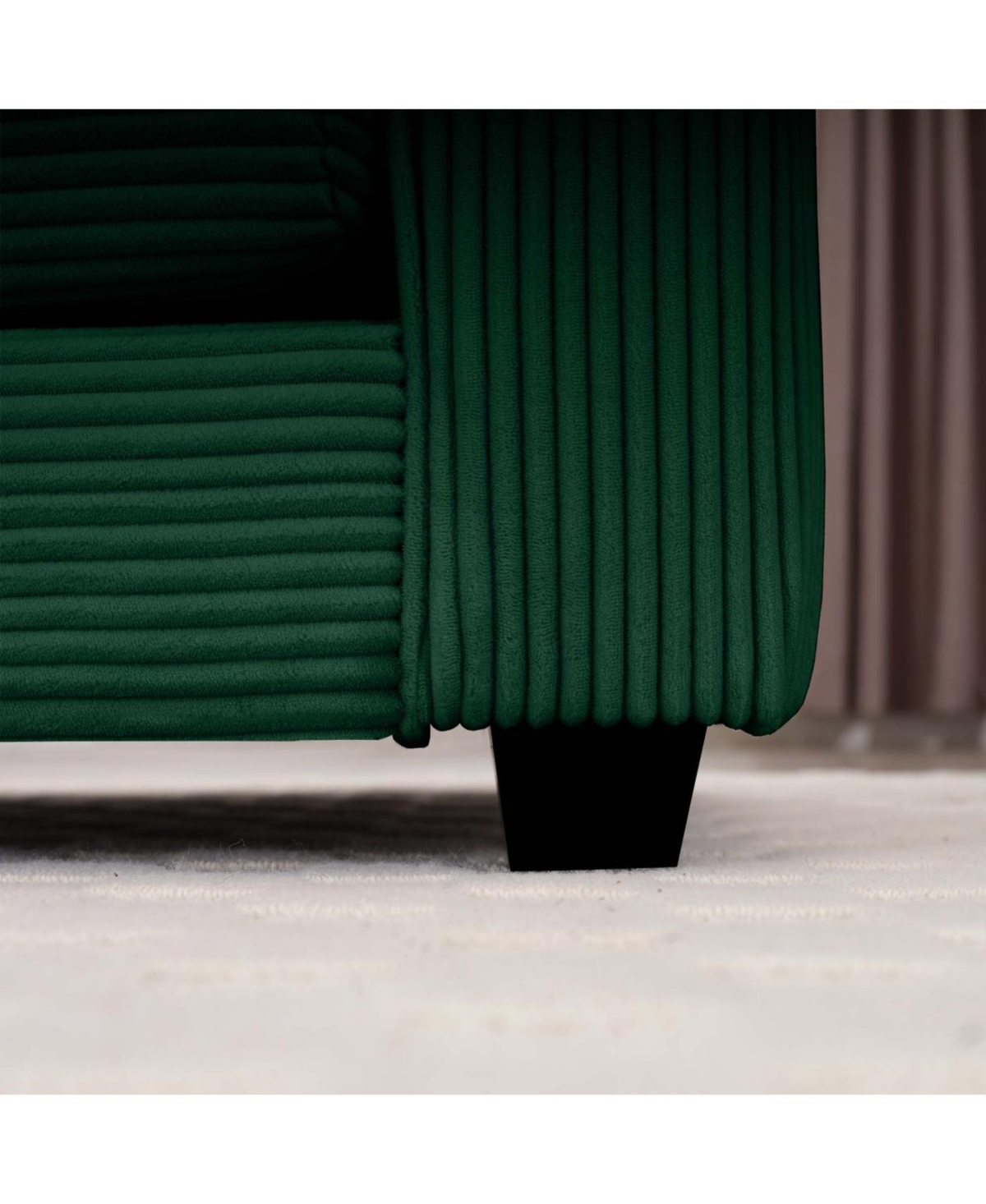 Streamdale Furniture Green Corduroy Two-Seater Sofa with 2 Footrests/Ottoman