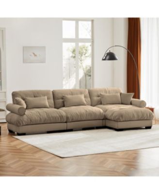 Streamdale Super Comfort Oversized Modular Velvet Sectional Sofa Couch with Ottoman