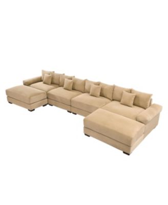 Camel Oversized Cloud Modular U-Shape Sectional Couch with Ottoman