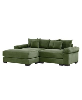 Streamdale 92" Oversized Cloud Modular L-Shape Sectional Couch, Soft Corduroy, Green