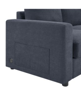 Streamdale Modern L-shaped Sofa Couch with Curved Chaise, USB & Storage, Blue