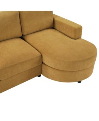 Streamdale Modern L-shaped Sofa Couch with Curved Chaise, USB & Storage, Blue