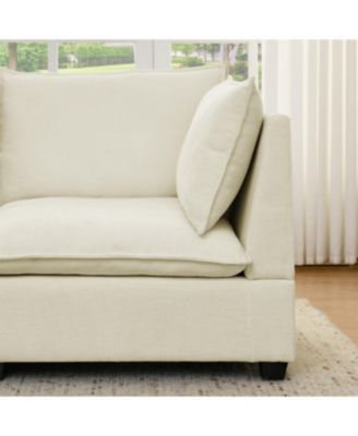 Streamdale Comfy Cloud 4-Seat Chenille Sofa Sleeper with Ottomans & Pillows (Beige