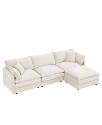 Streamdale Modular Sectional Sofa, 102 Inch L Shaped Couch with Ottoman, Beige