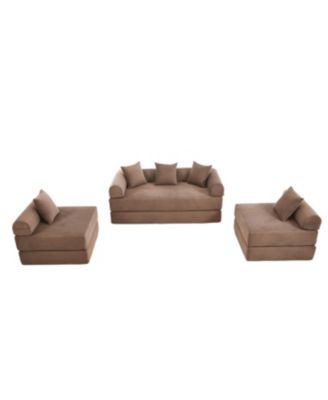 Streamdale Convertible Folding Sofa Bed with Pillow Back Handrail, Cloud Corduroy Mattress Sofa