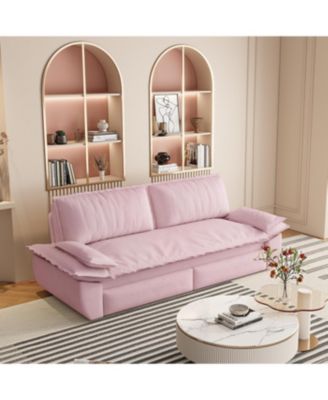 Streamdale Queen Pull Out Sofa Bed, 3-in-1 Convertible Sleeper Loveseat, Pink