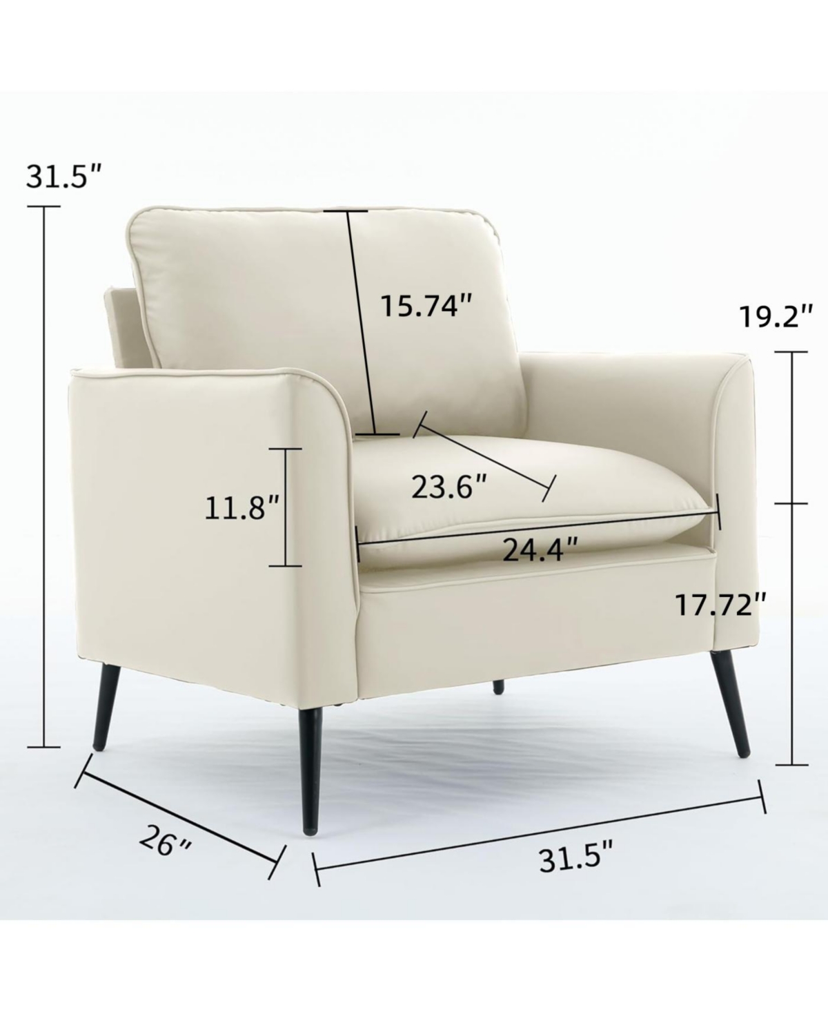 Streamdale Furniture Cat paw leather upholstered sofa 2PC Cream White, Nordic retro casual sofa chair.