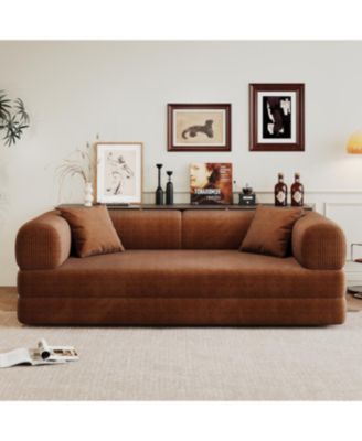 Streamdale Corduroy Compression Sofa Bed with Pillow Back Support, Brown