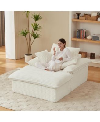 Streamdale Modern cushioned single seat sofa with footrest, white