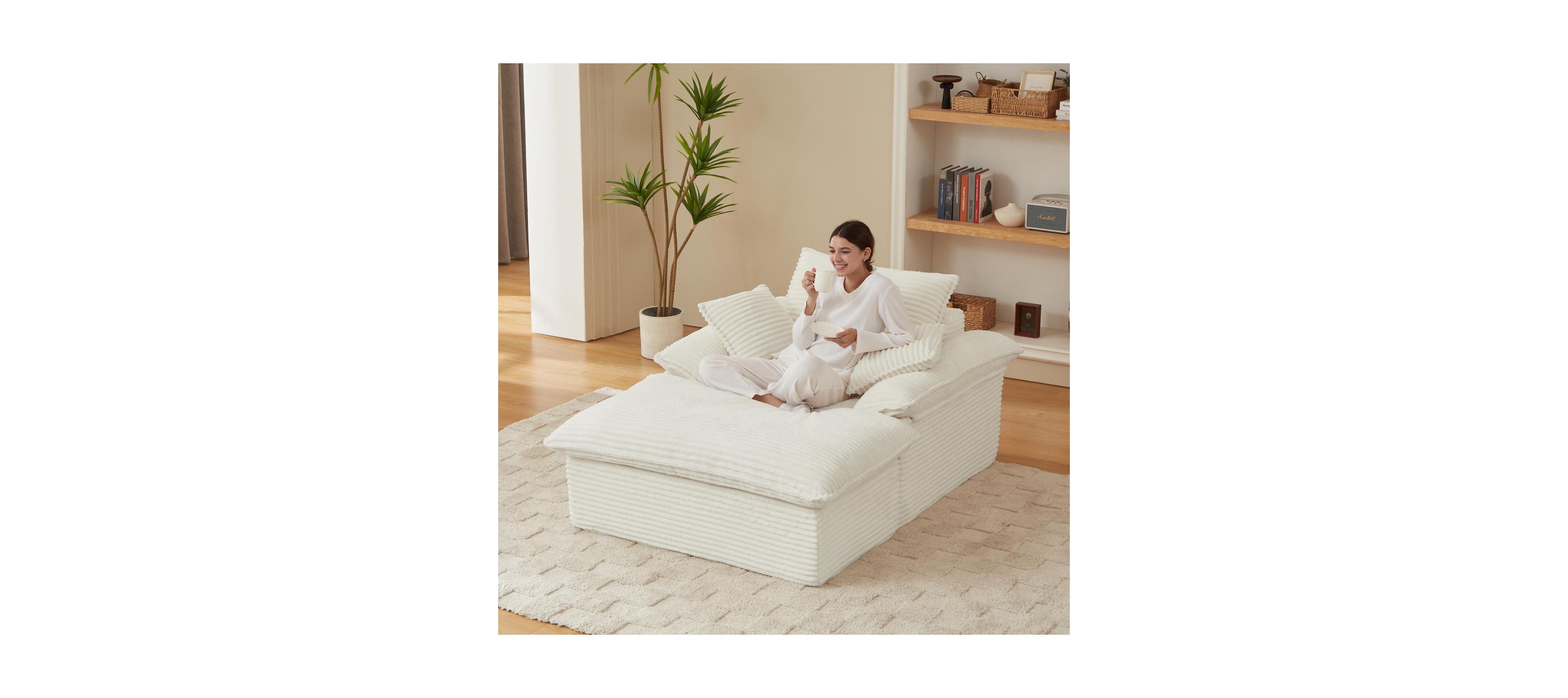 Streamdale Furniture Modern Cushioned Single Seat Sofa with Footrest