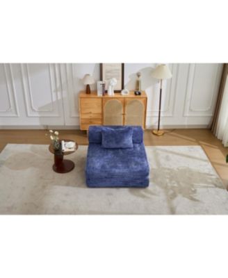 Streamdale Compression Sofa, Convertible Floor Sofa Bed, Single Seater Modular Sectional, Dark Blue