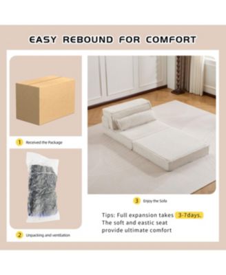 Compression Sofa, Convertible Floor Sofa Bed, White