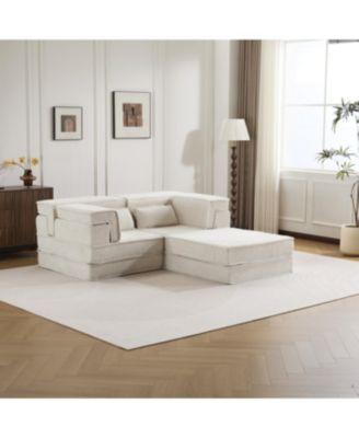 Streamdale Compression Sofa, Convertible Floor Sofa Bed, White