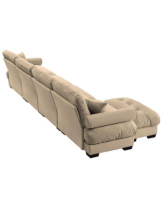 Streamdale L-Shaped Cloud Sofa, Convertible 4-Seater Modular Couch, Velvet Upholstered Corner Couch, Camel