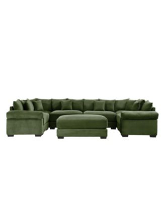 Streamdale Oversized Cloud Modular Sectional Couch with Ottoman, Green