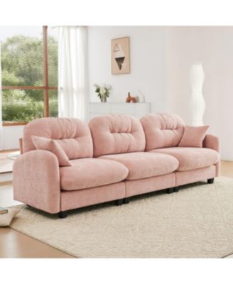 Three-Seater Modular Sectional Couch, Soft Chenille, Pink