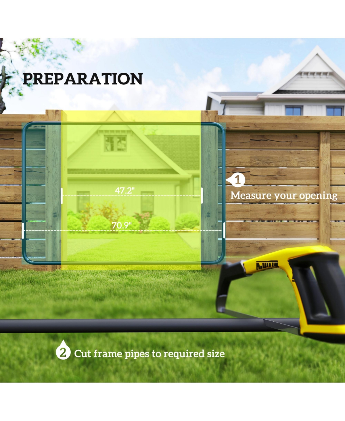 Outsunny Chain Link Fence Gate, Galvanized Steel Garden