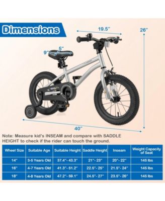 14-Inch Kids Bike with High-Carbon Steel Frame and Removable Training Wheels