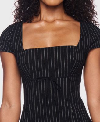 Juniors' Striped Pleated Mini Dress