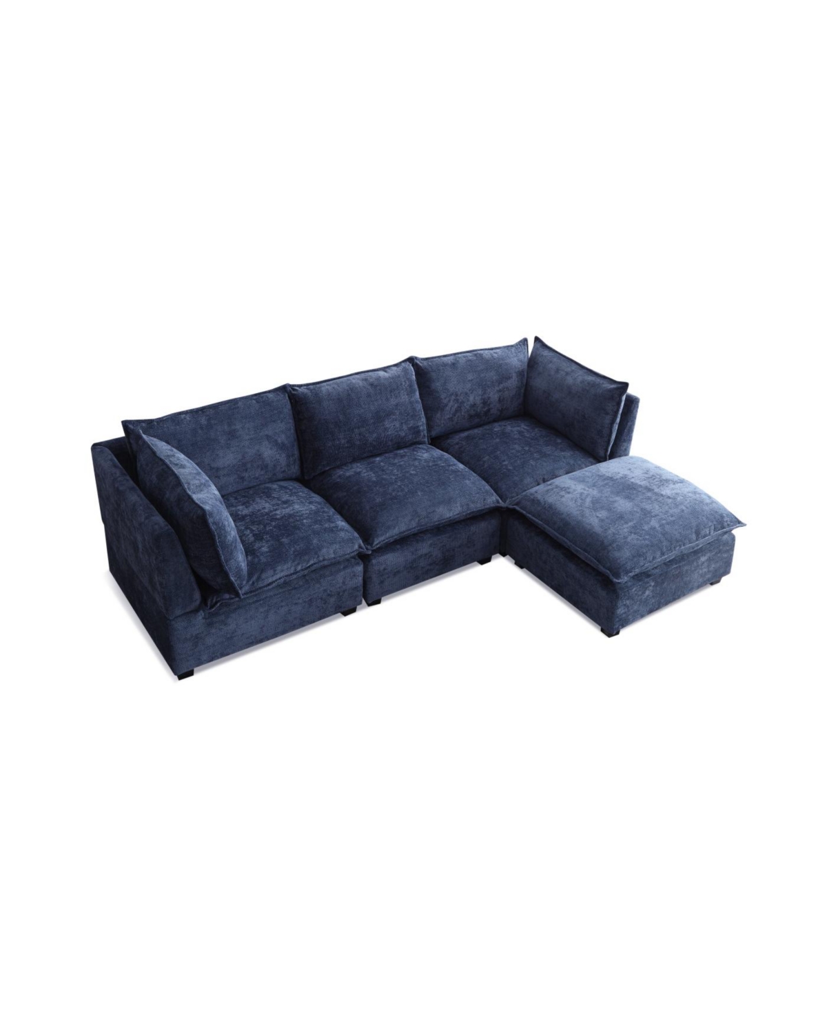 Streamdale Furniture Modern Linen L-Shape Sectional Sofa with Convertible Ottoman - Blue
