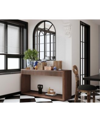 Streamdale 60" Modern 2-Drawer Fluted Console Table - Walnut