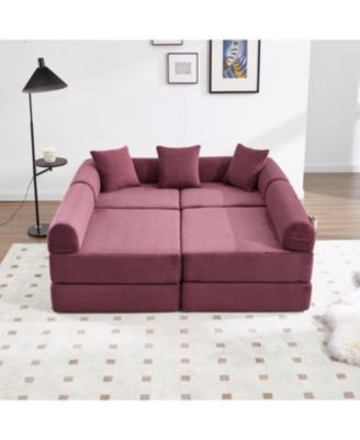 Streamdale Convertible Folding Sofa Bed with Pillow Back Handrail