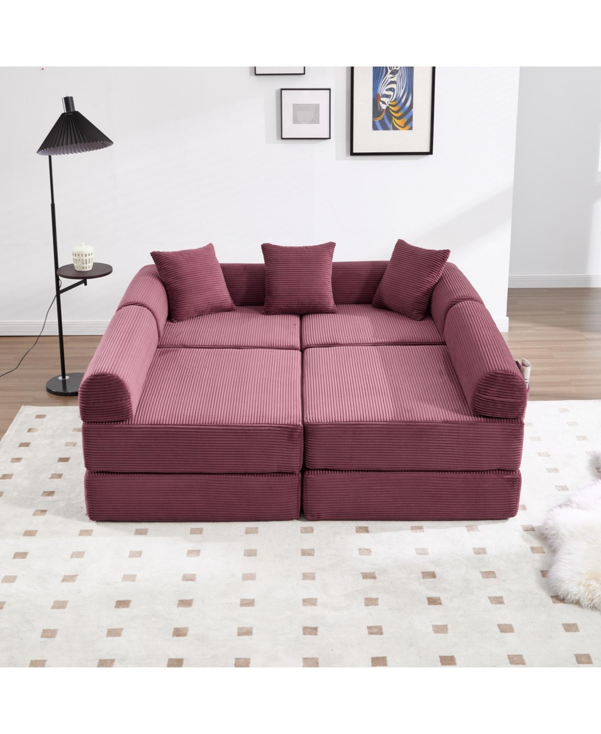 Streamdale Convertible Folding Sofa Bed with Pillow Back Handrail