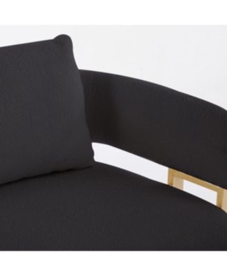 Modern Teddy Fleece Upholstered Chair with Gold Metal Legs in Black
