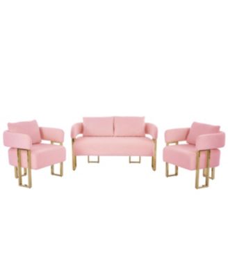 Streamdale Modern Teddy Fleece Chair with Gold Legs, Pink