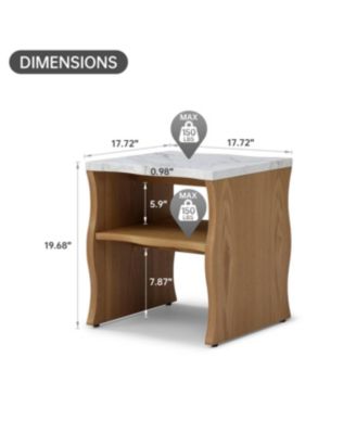 Streamdale Whisper of Waves Modern End Table w/ Storage Shelf - Natural Wood