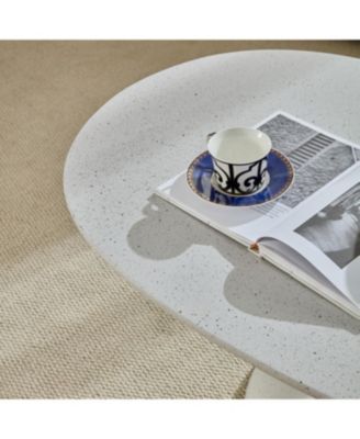 Streamdale Lucky Stone Oval Coffee Table, Modern Minimalist Fiberglass Center Table