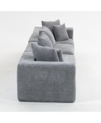 Modular 3-Seat Chenille Sectional Sofa, Deep-Seat, Low-Profile Modern Design, Grey