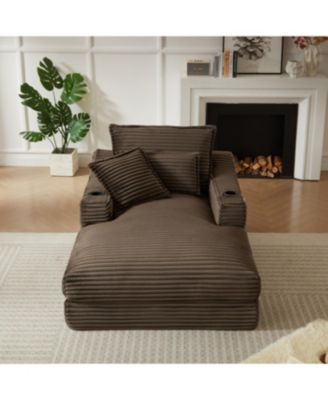  Modern cushioned compression sofa with unique design, brown