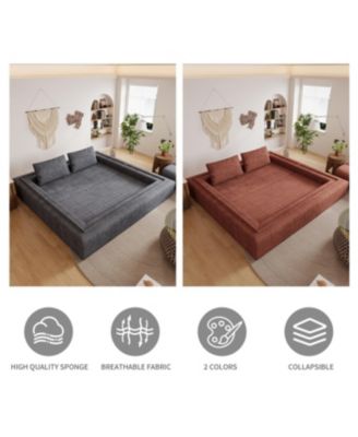 Grey Sofa Bed with Rectangle Pillow and Cushions