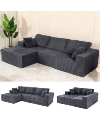 Streamdale Modular Sectional Sofa with Pillow, Cloud Couch with Chaise, L-Shape Sofa, Grey