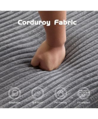 Streamdale Dark Grey Corduroy Loveseat Sofa Bed with Reversible Cushions