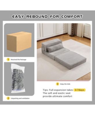 Streamdale Compression Sofa, Convertible Floor Sofa Bed, Modular Sectional Sofa, Grey