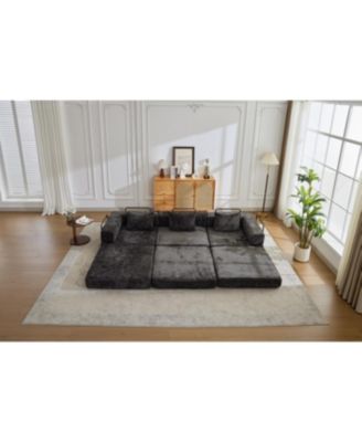 Compression Sofa, Convertible Floor Sofa Bed, Modular Sectional, Black