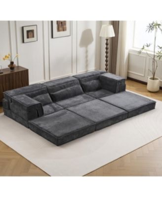 Streamdale Compression Sofa, Convertible Floor Sofa Bed, Modular Sectional, 3 Seater, Dark-Grey