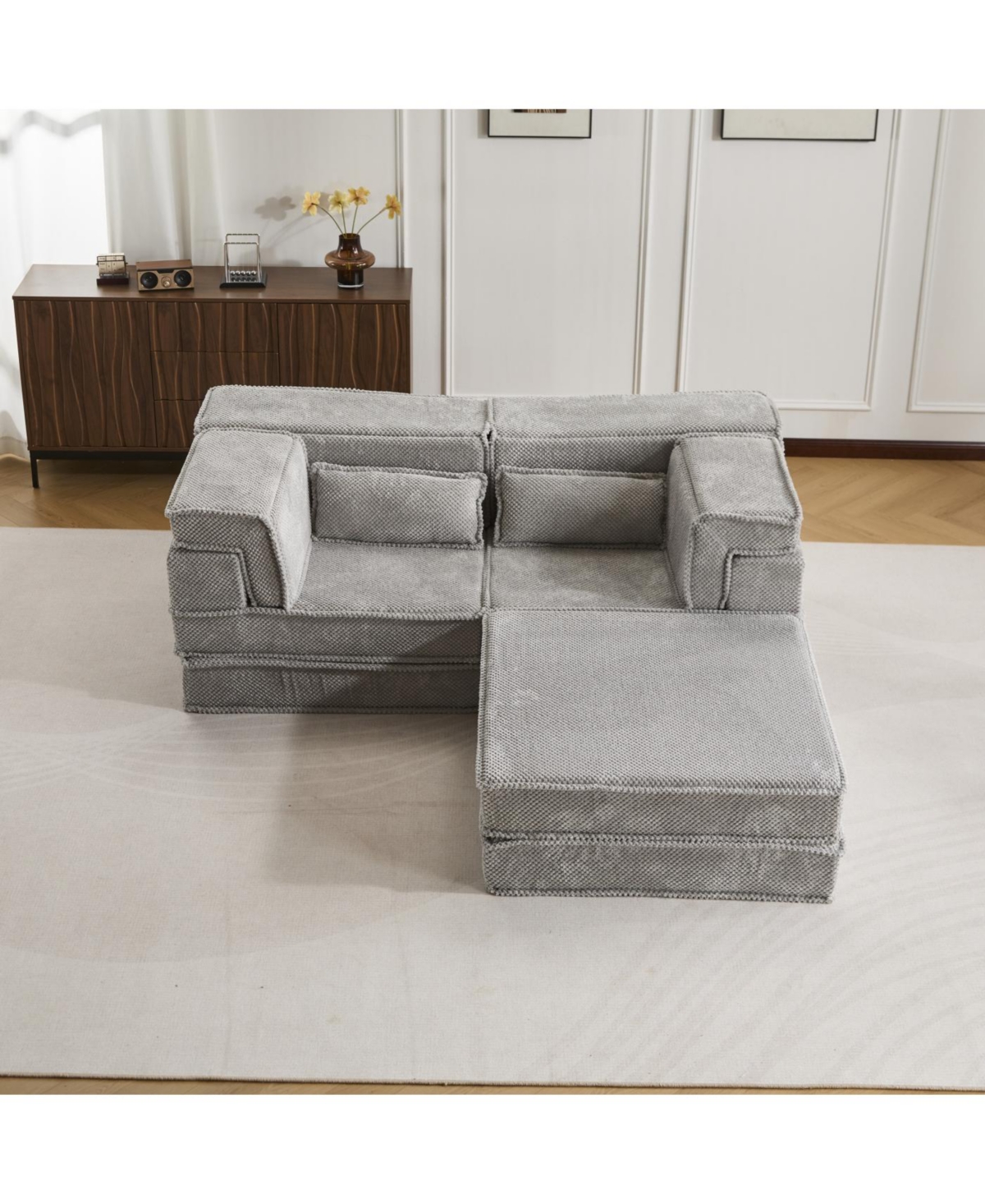 Streamdale Sofa, Convertible Floor Sofa Bed, Modular Sectional, No Assembly, Grey