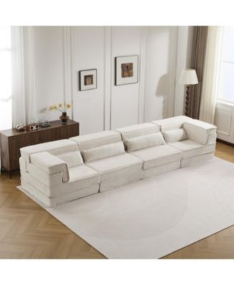 Compression Sofa, Convertible Floor Sofa Bed, White
