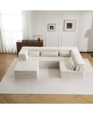 Compression Sofa, Convertible Floor Sofa Bed, White