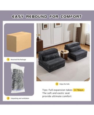 Compression Sofa, Convertible Floor Sofa Bed, Modular Sectional Sofa, Dark Grey