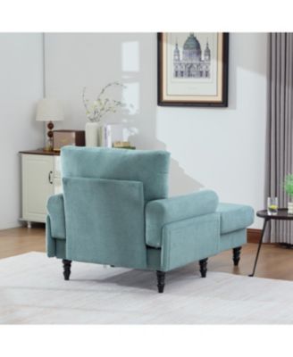 Streamdale Modern Minimalist Chenille Chaise Lounge Recliner Single Sofa with Wooden Legs & Storage Pockets