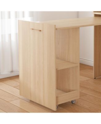 Streamdale Stretchable office desk with storage, wheels, foldable, burlywood