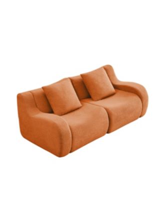 Streamdale Soft Teddy Fabric Boneless Sofa, No Assembly, Anti-Slip, 32D Sponge, Orange