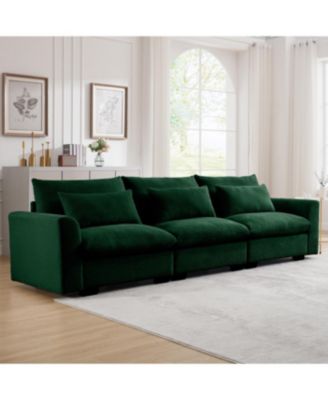 3 Seater Deep Seat Couch for Living Room, Green Corduroy