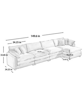 Corduroy Sofa - Modern Upholstered 4 Seater with Footstool & Pillows