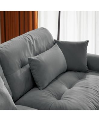 U Shaped Sectional Sofa Cloud Couch with Movable Ottomans, Convertible 4 Seater Grey Velvet Couch.