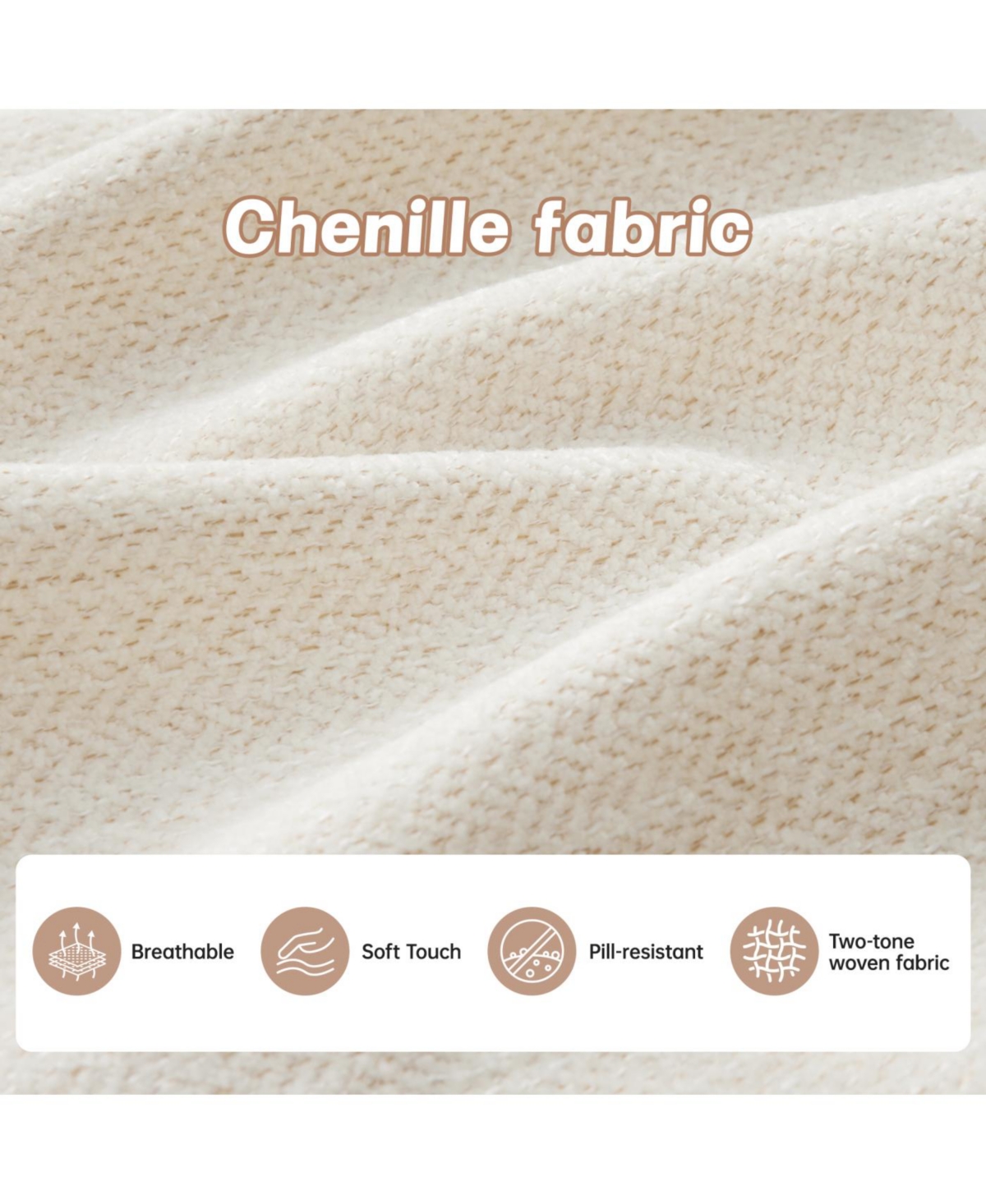 Streamdale Furniture Modular U-Shaped Chenille Couch with Ottoman & Pillows, Beige